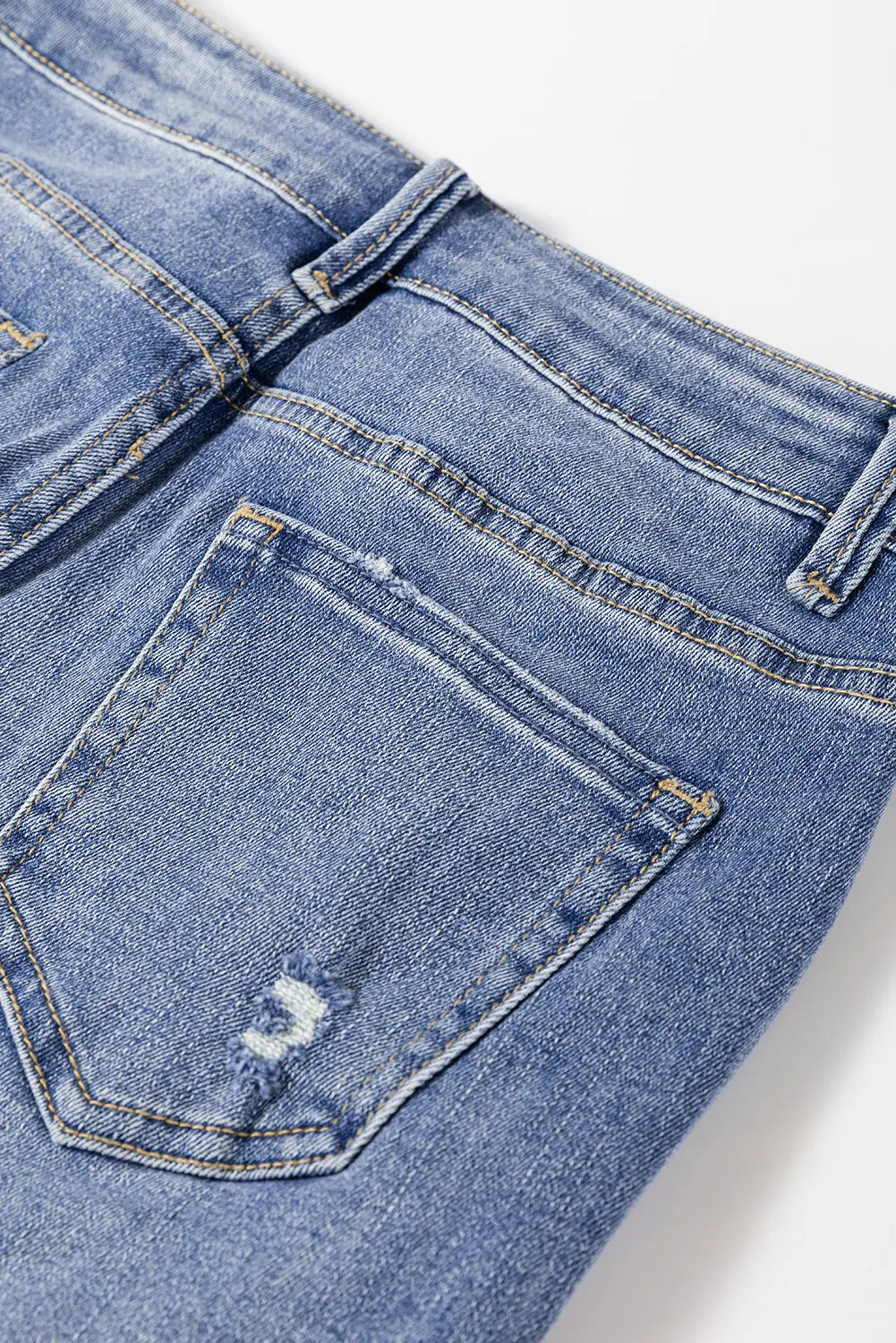 Ashleigh Blue Distressed Raw Hem Straight Leg High Waist Jeans eAura