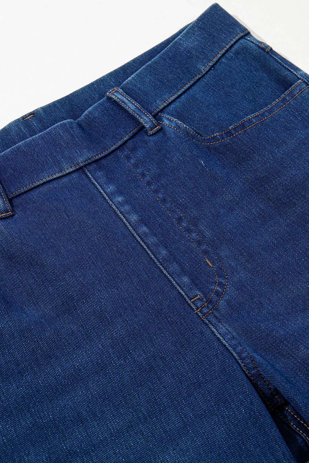 Ashleigh Blue Multiple Pockets Straight Leg Washed Stretchy Knit Casual Jeans eAura