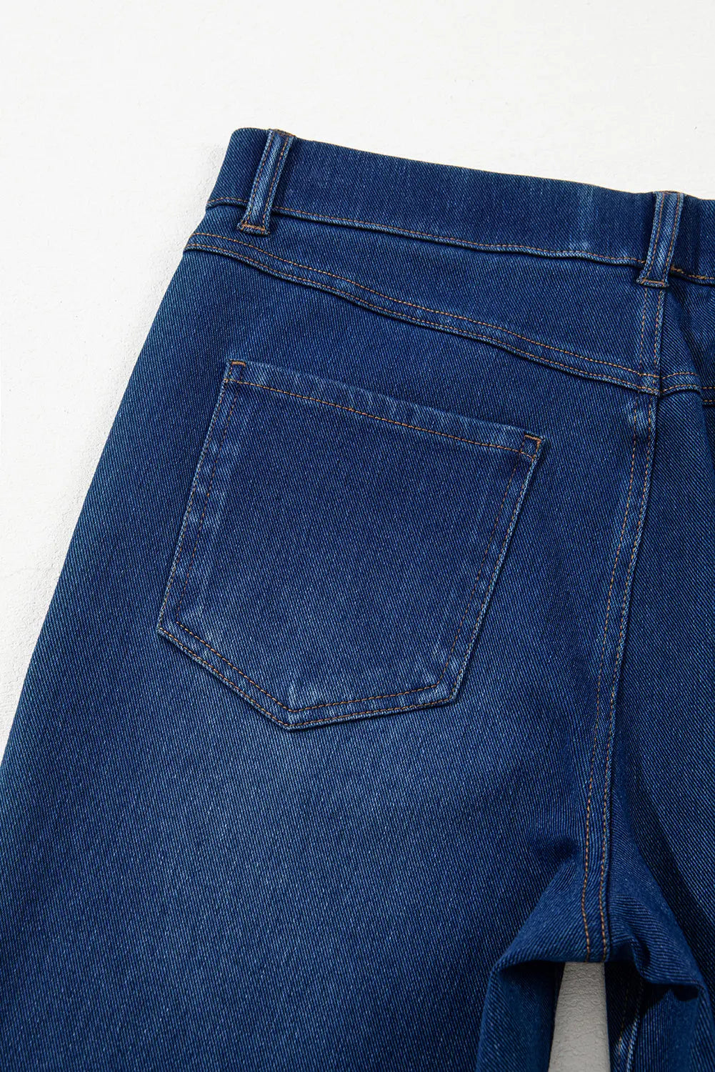 Ashleigh Blue Multiple Pockets Straight Leg Washed Stretchy Knit Casual Jeans eAura