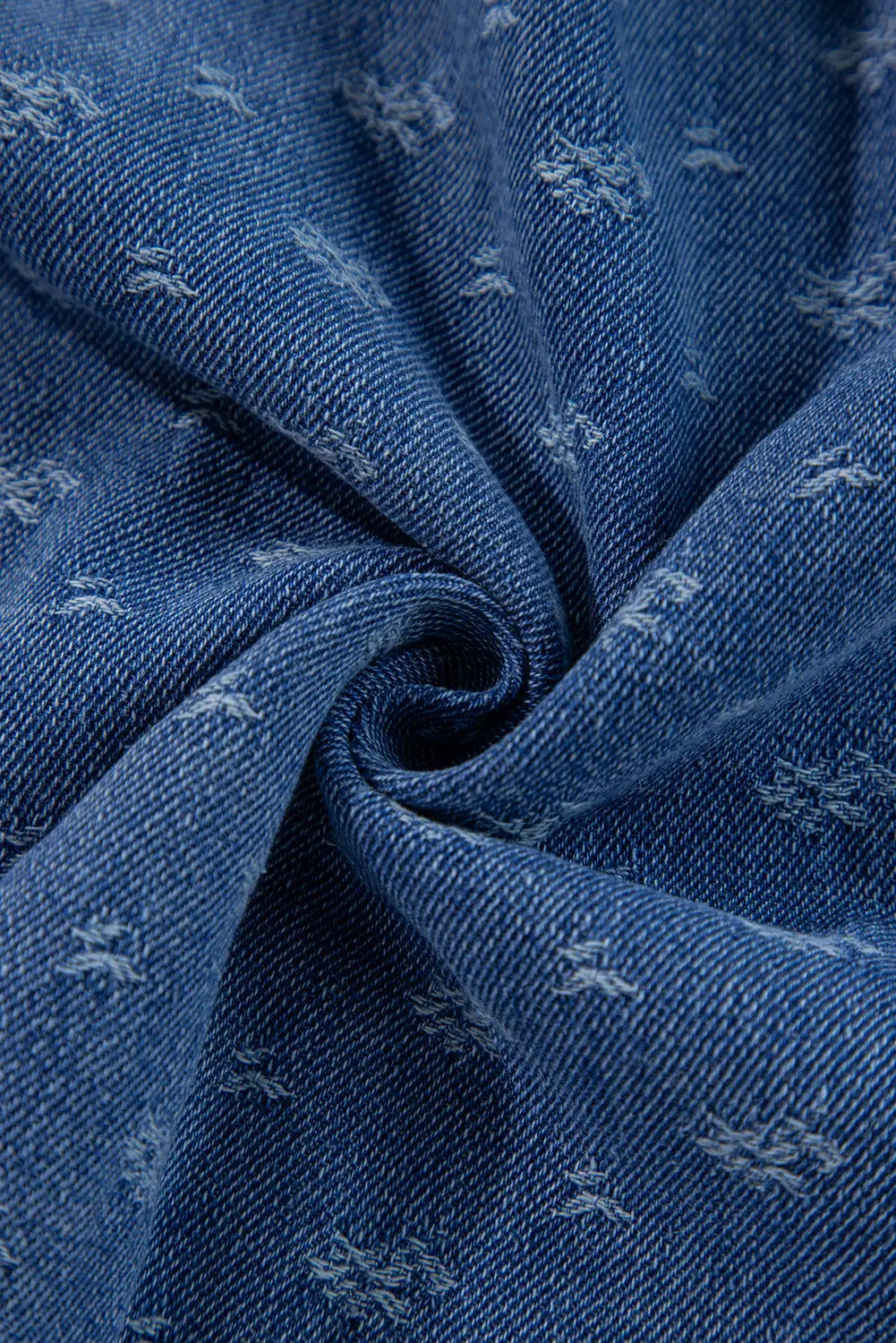 Ashleigh Blue Textured Open Back Loose Fit Denim Dress - eAura