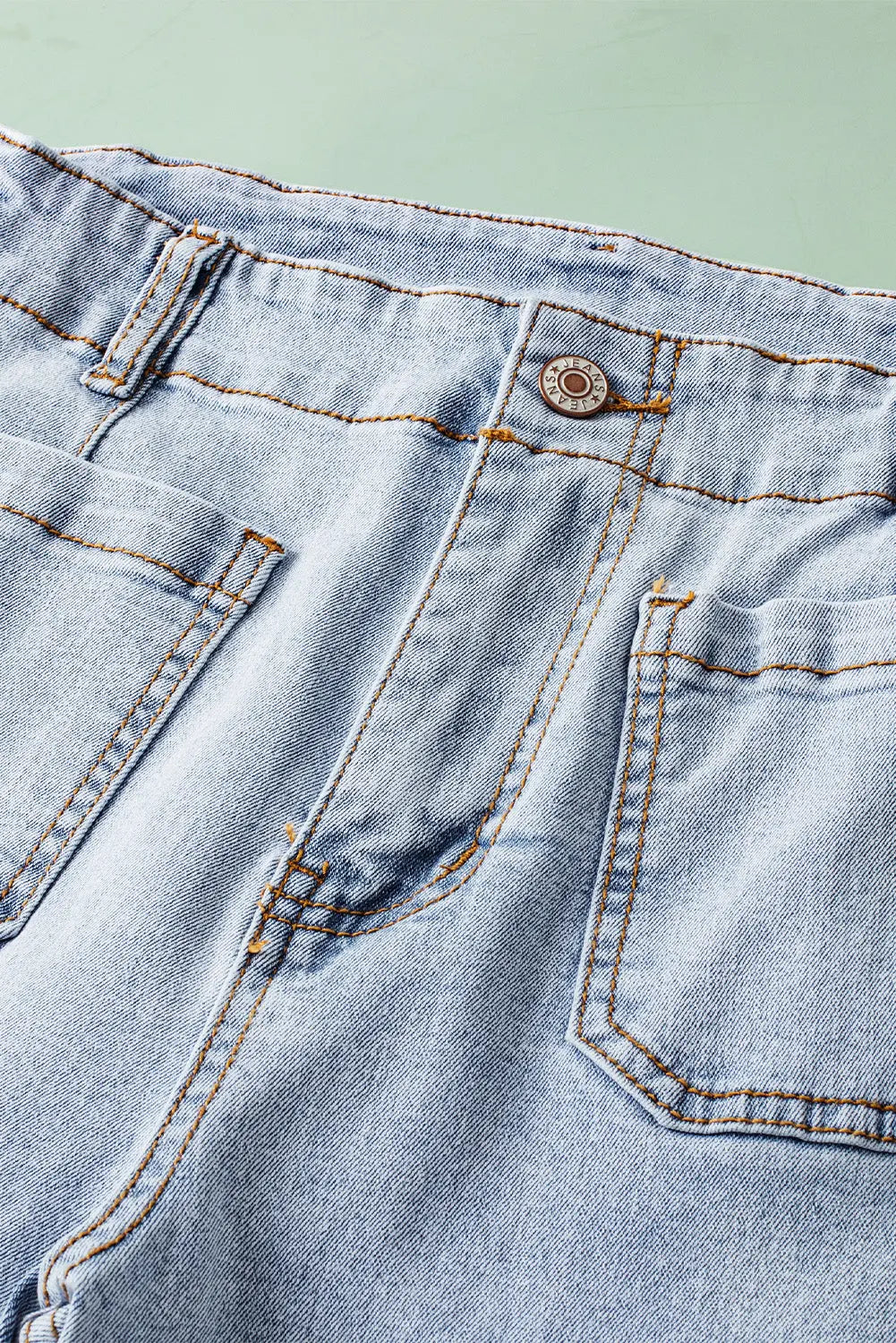 Beau Blue Acid Wash Contrast Edge Pocketed Cropped Jeans eAura