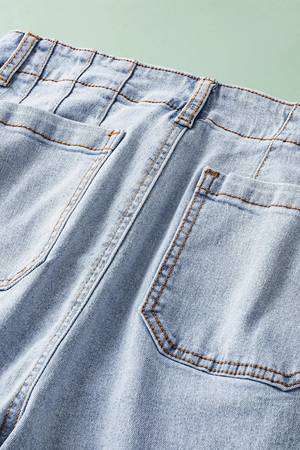 Beau Blue Acid Wash Contrast Edge Pocketed Cropped Jeans eAura