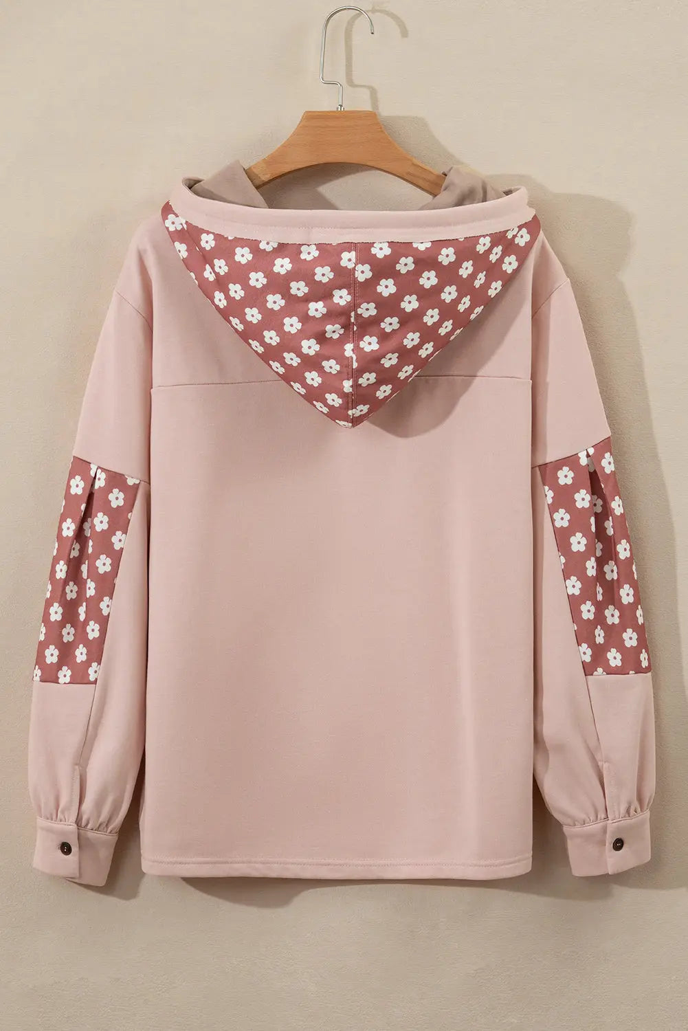 Beau Blue Floral Patchwork Star Pattern Drawstring Hoodie - BB Fashion Outlet