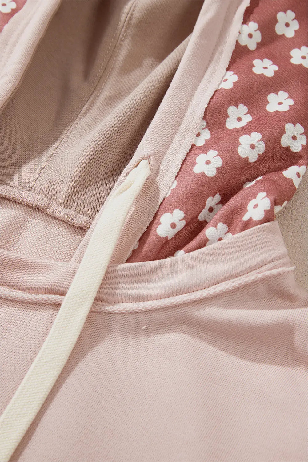Beau Blue Floral Patchwork Star Pattern Drawstring Hoodie - BB Fashion Outlet