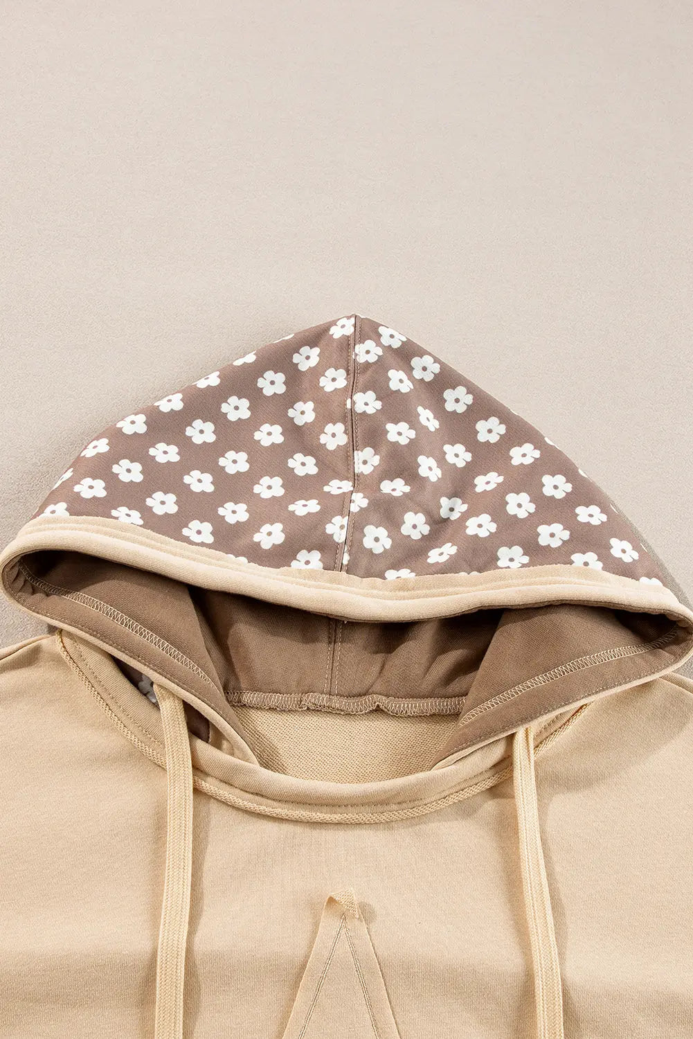Beau Blue Floral Patchwork Star Pattern Drawstring Hoodie - BB Fashion Outlet