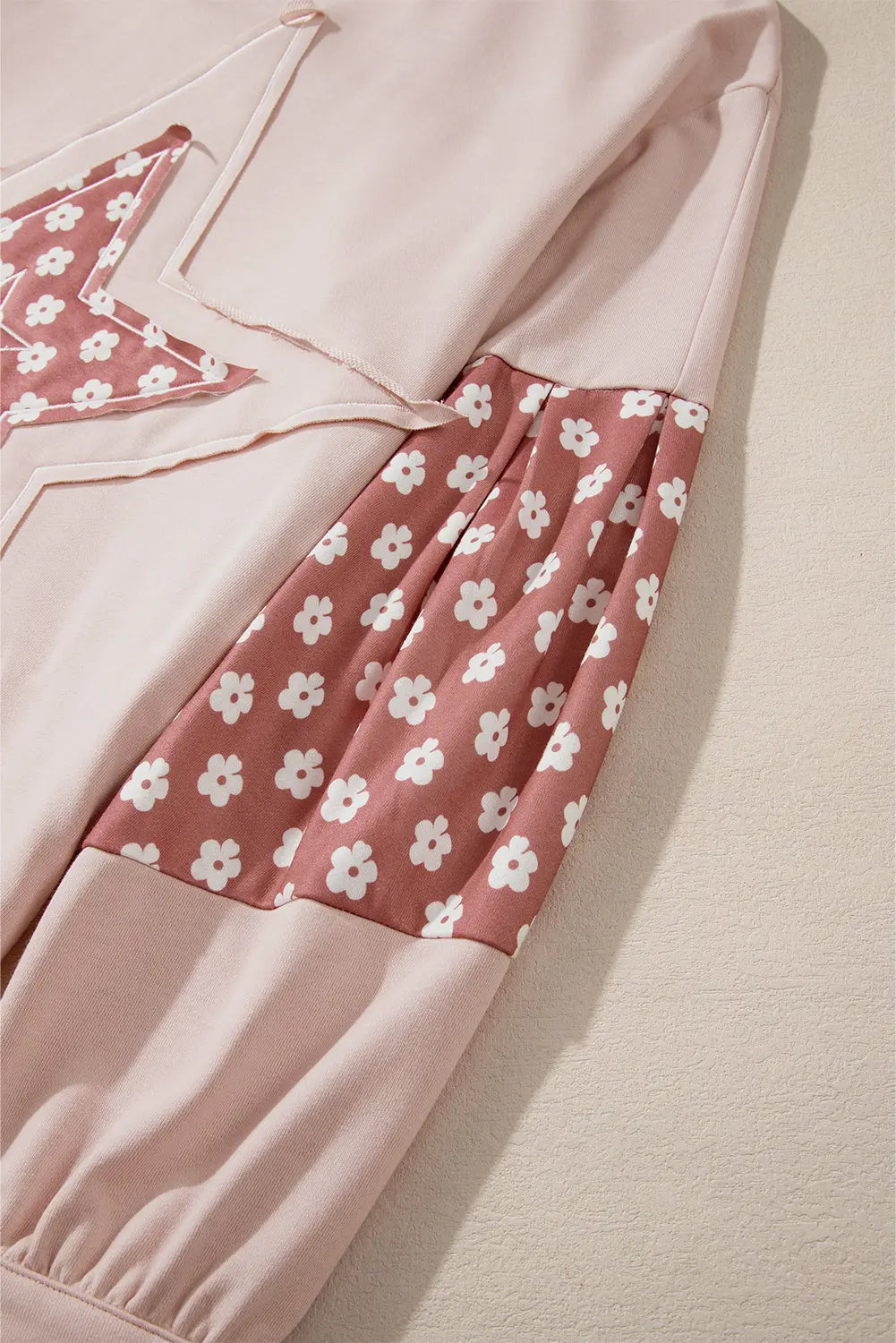 Beau Blue Floral Patchwork Star Pattern Drawstring Hoodie - eAura