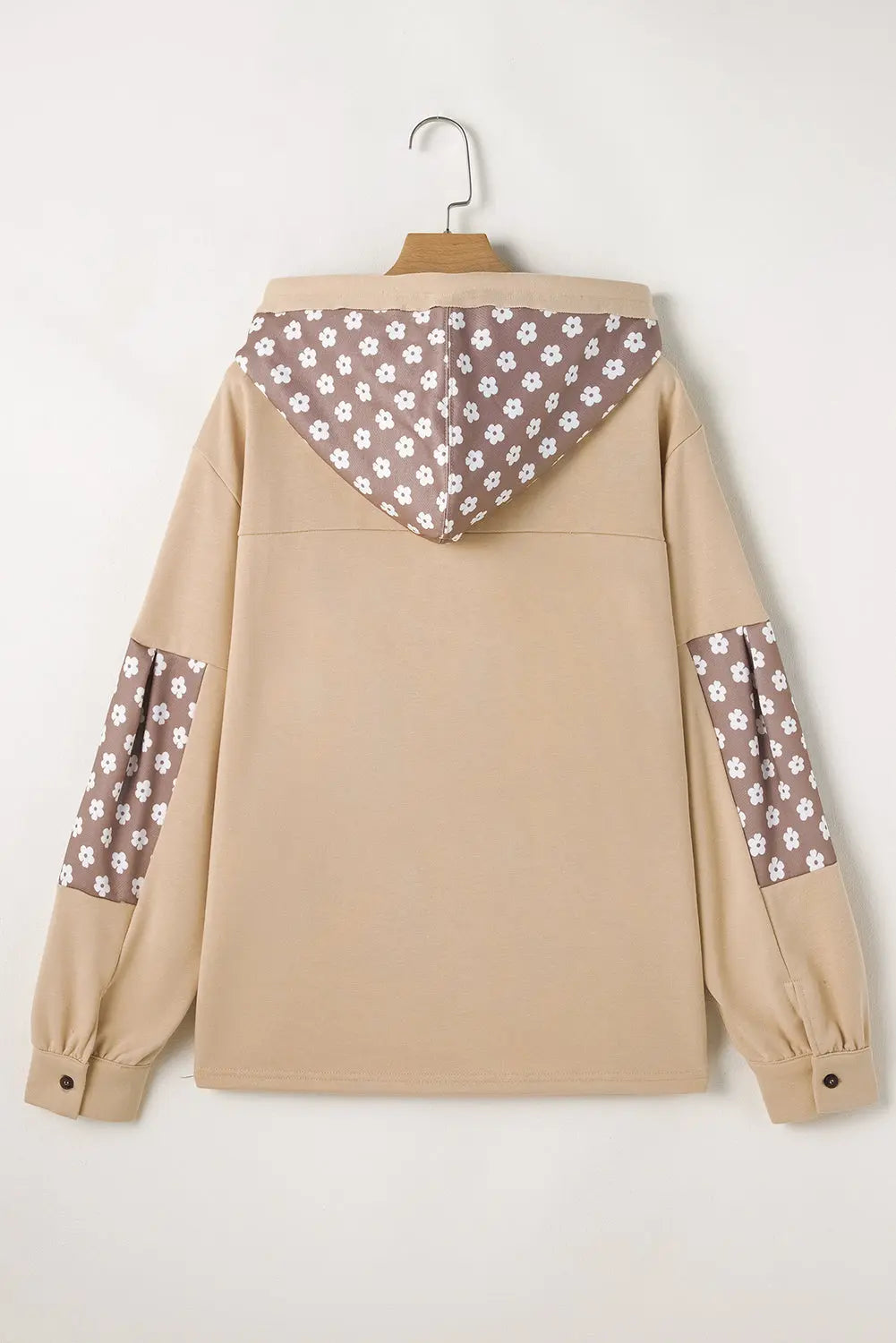 Beau Blue Floral Patchwork Star Pattern Drawstring Hoodie - eAura