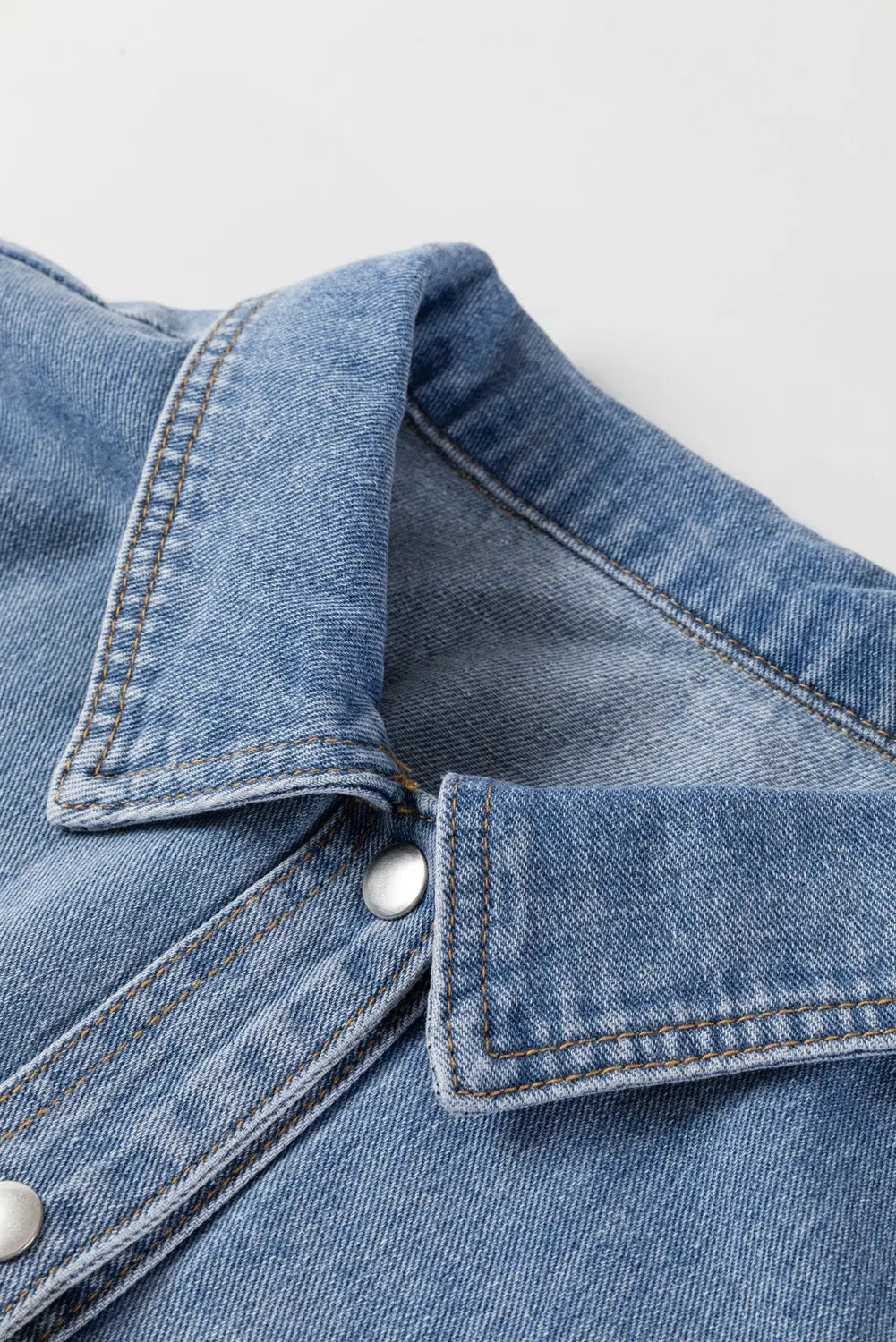 Beau Blue Leopard Patchwork Flap Detail Plus Size Denim Jacket - eAura