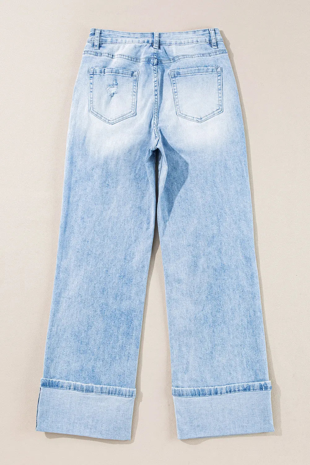 Beau Blue Light Wash Distressed Flare Jeans eAura