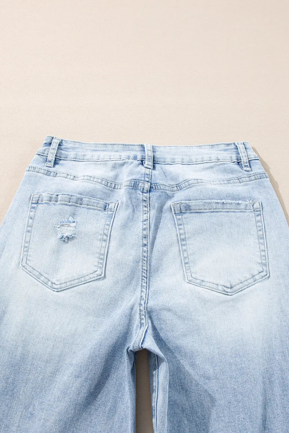 Beau Blue Light Wash Distressed Flare Jeans eAura