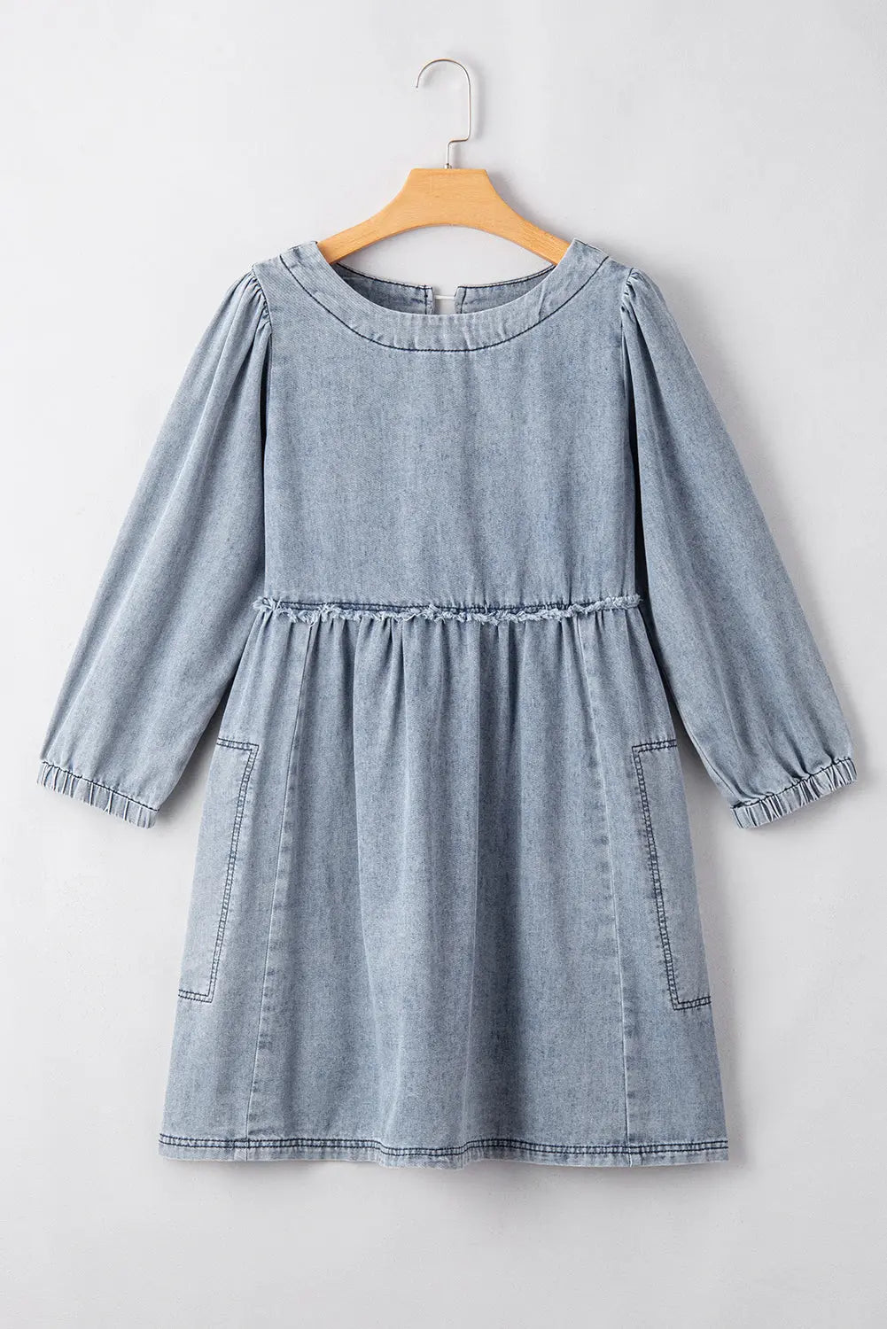 Beau Blue Light Wash High Waist Loose Fit Denim Mini Dress - eAura