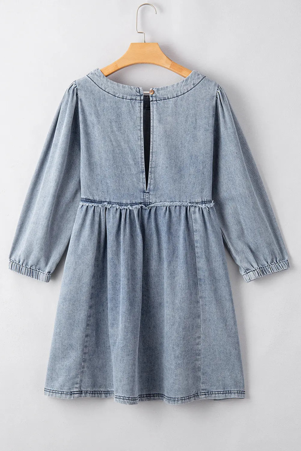 Beau Blue Light Wash High Waist Loose Fit Denim Mini Dress - eAura