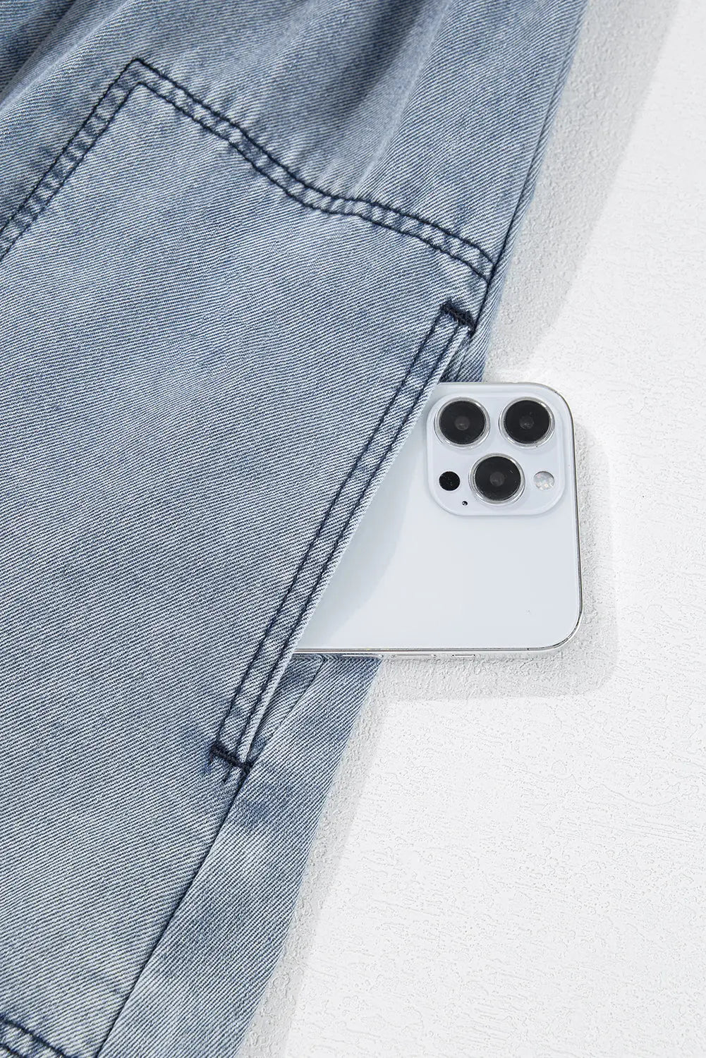 Beau Blue Light Wash High Waist Loose Fit Denim Mini Dress - eAura