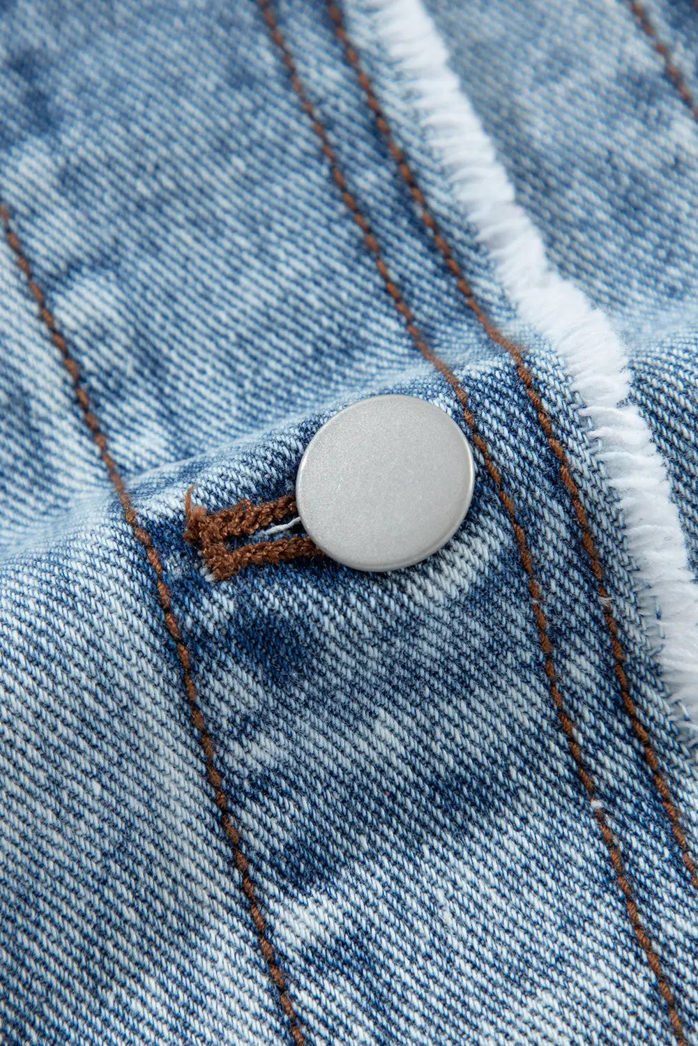 Beau Blue Plaid Print Patchwork Hooded Raw Hem Denim Jacket - eAura