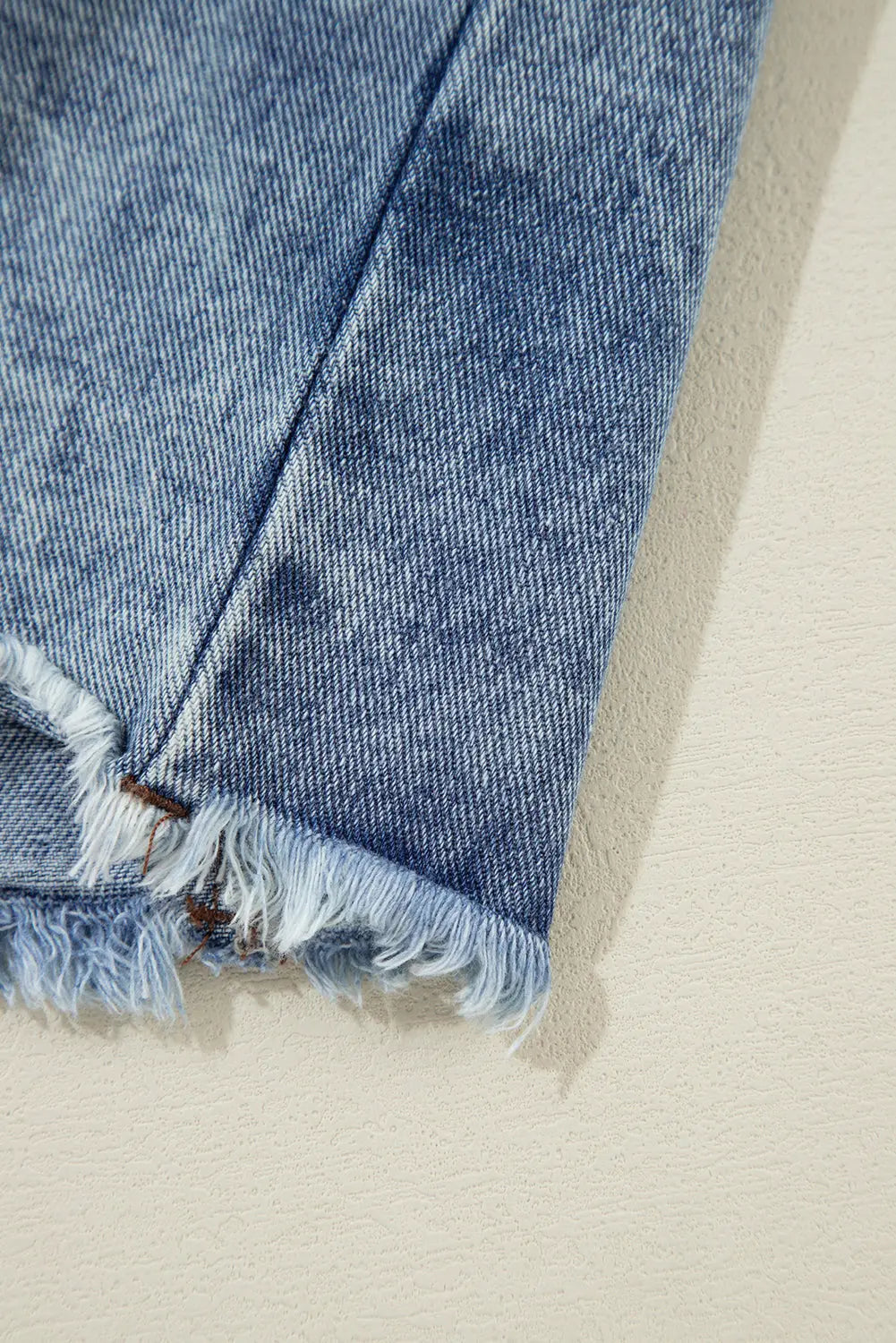 Beau Blue Plaid Print Patchwork Hooded Raw Hem Denim Jacket - eAura