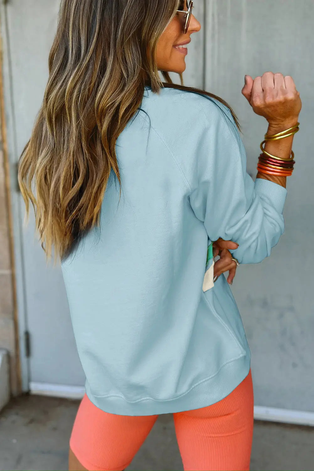 Beau Blue Rainbow Colourblock Striped Pullover Sweatshirt Beagle Boutique Fashion Outlet