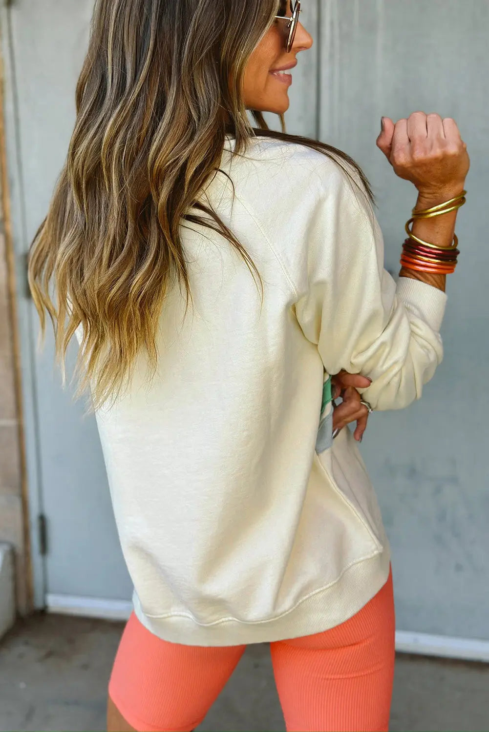 Beau Blue Rainbow Colourblock Striped Pullover Sweatshirt Beagle Boutique Fashion Outlet