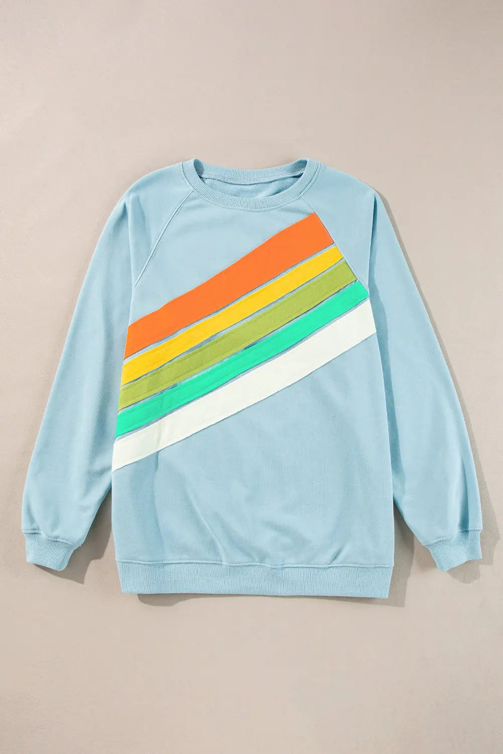 Beau Blue Rainbow Colourblock Striped Pullover Sweatshirt Beagle Boutique Fashion Outlet