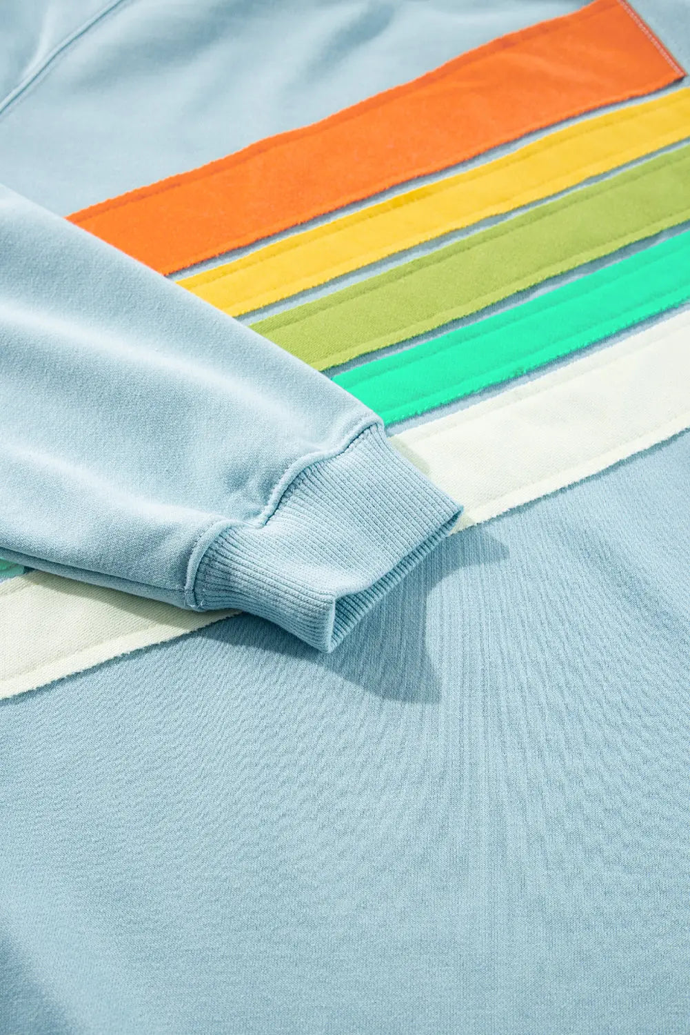 Beau Blue Rainbow Colourblock Striped Pullover Sweatshirt Beagle Boutique Fashion Outlet
