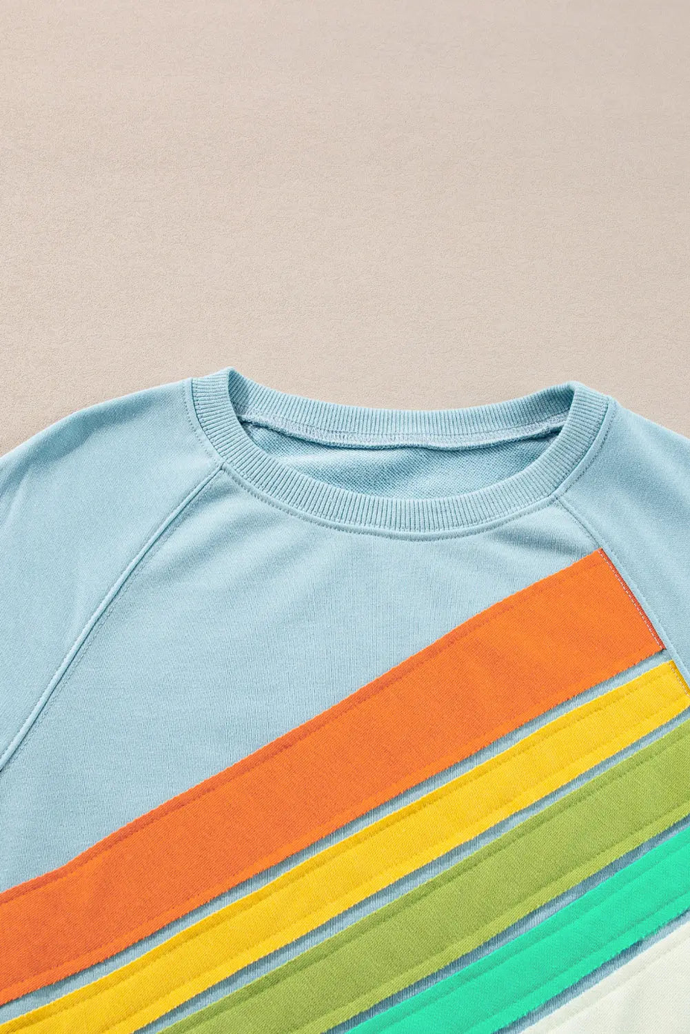 Beau Blue Rainbow Colourblock Striped Pullover Sweatshirt Beagle Boutique Fashion Outlet