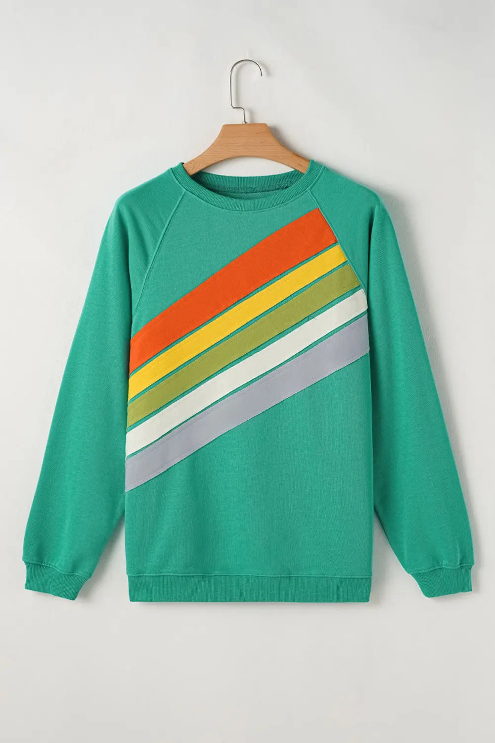 Beau Blue Rainbow Colourblock Striped Pullover Sweatshirt Beagle Boutique Fashion Outlet