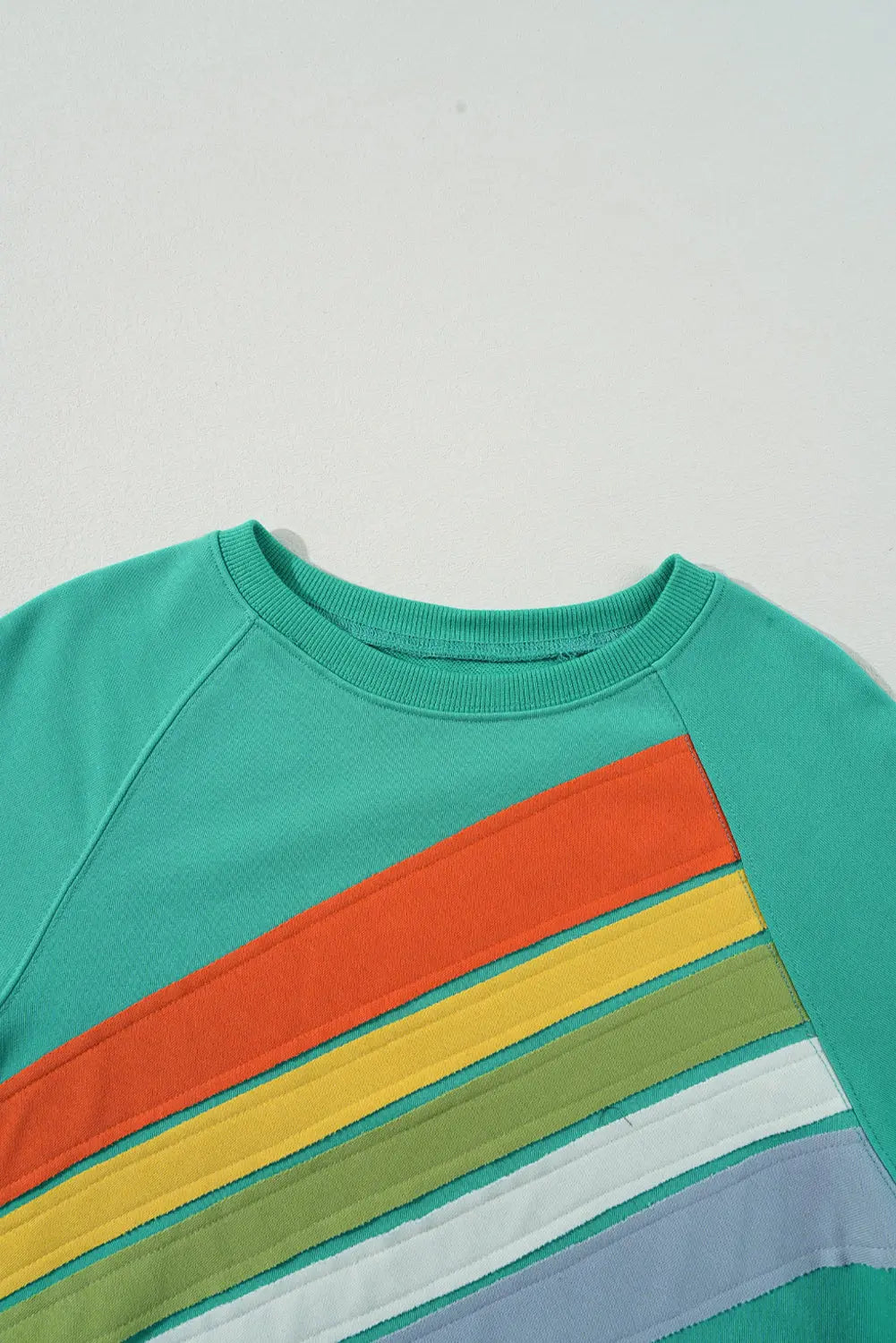 Beau Blue Rainbow Colourblock Striped Pullover Sweatshirt Beagle Boutique Fashion Outlet
