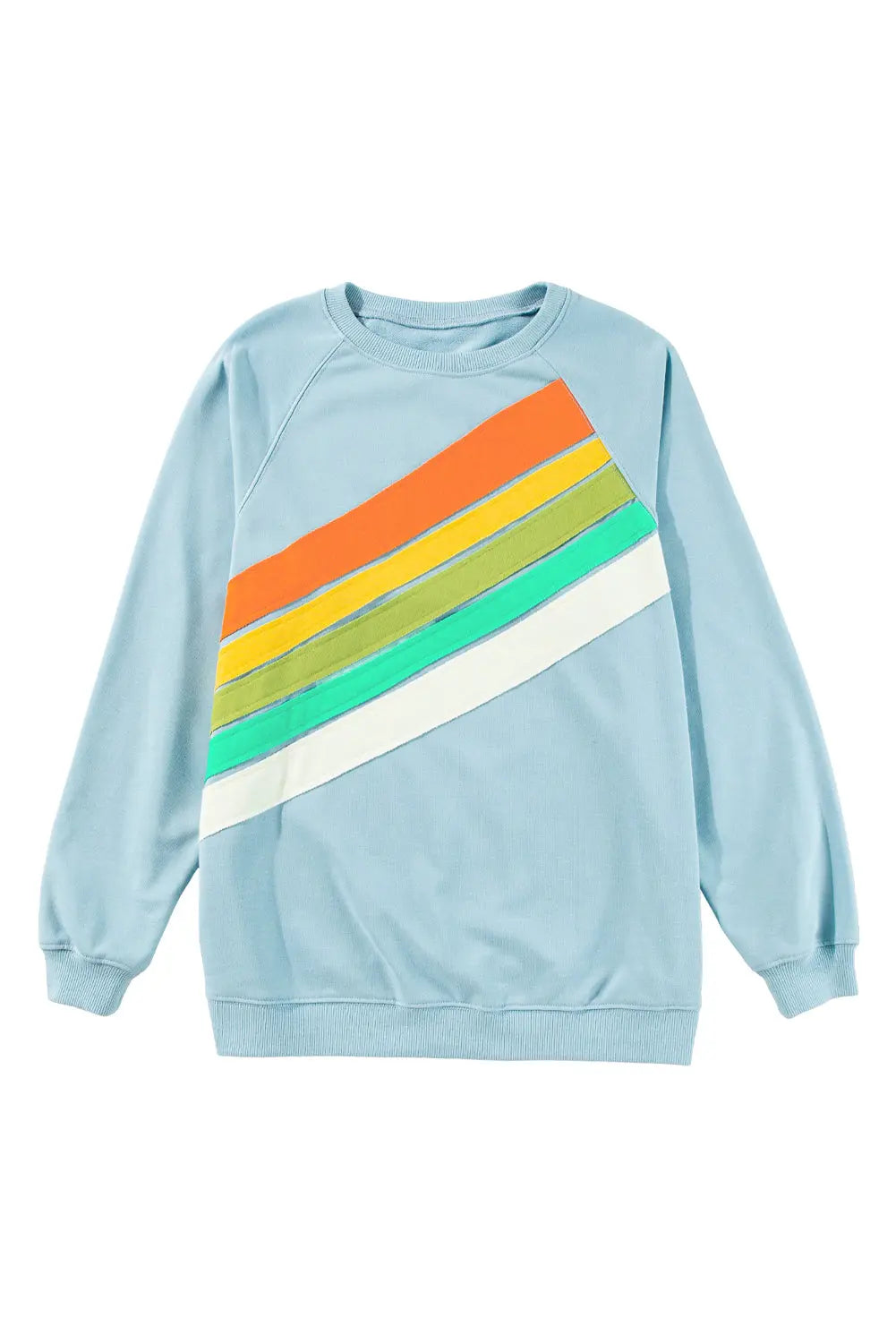 Beau Blue Rainbow Colourblock Striped Pullover Sweatshirt Beagle Boutique Fashion Outlet