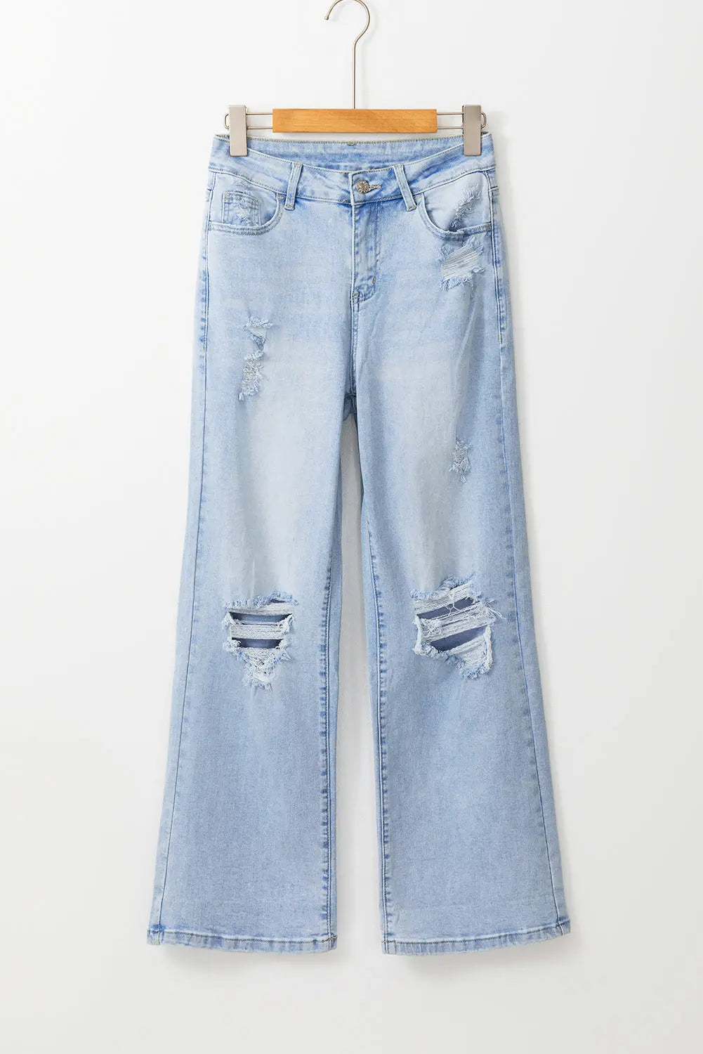 Beau Blue Vintage Light Wash Distressed Flare Jeans eAura