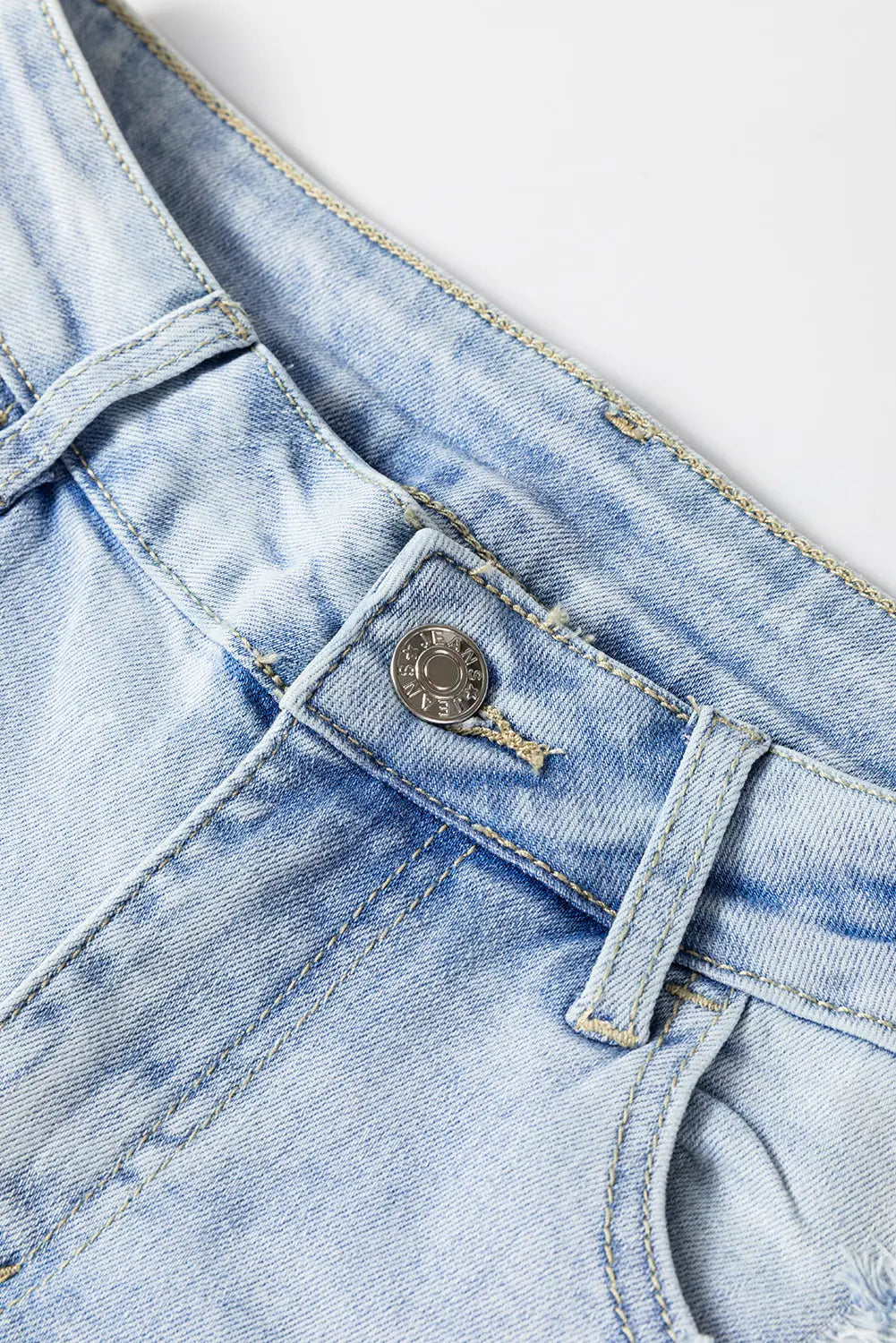 Beau Blue Vintage Light Wash Distressed Flare Jeans eAura