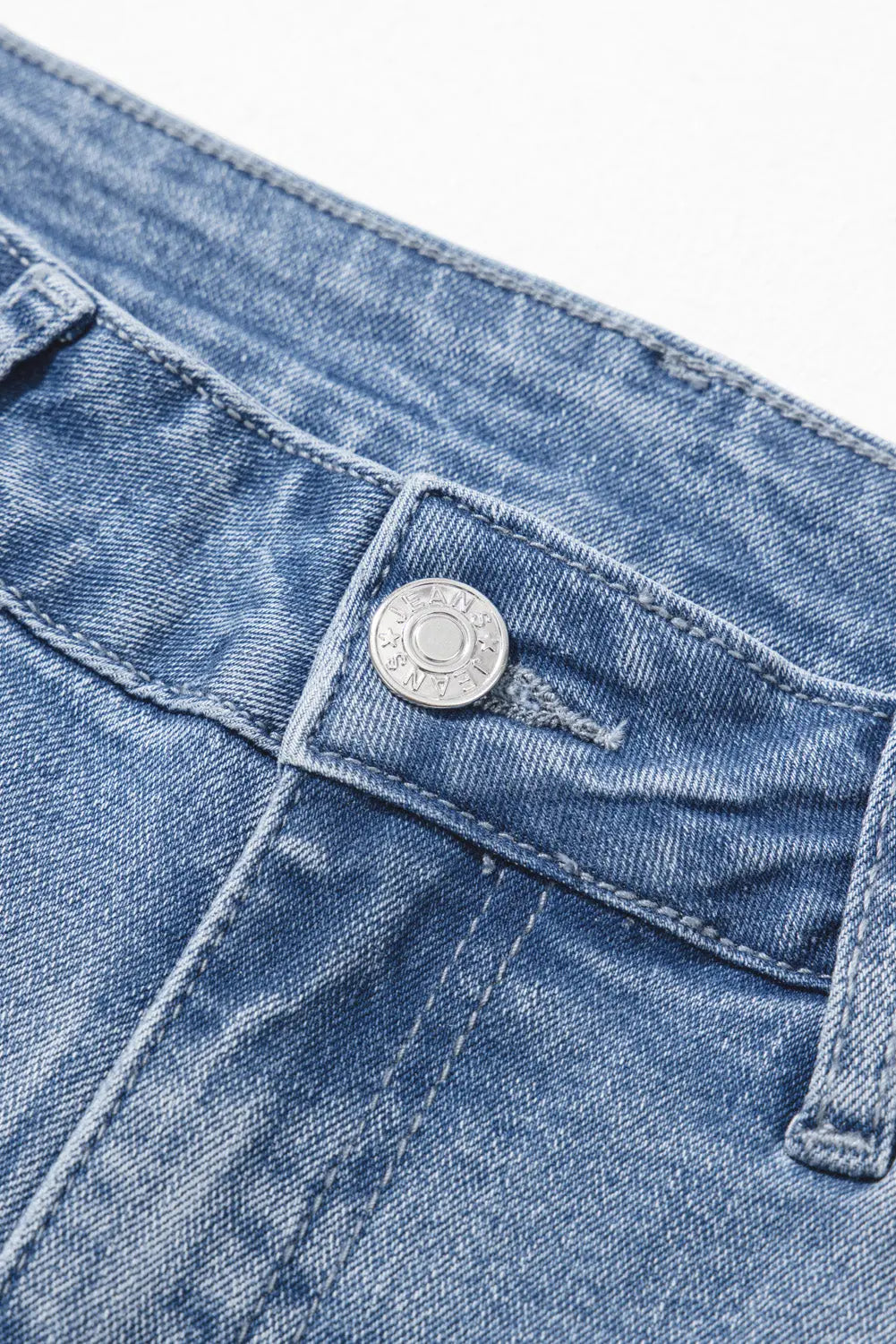 Beau Blue Vintage Stitching Raw Hem Flared Jeans Beagle Boutique Fashion Outlet