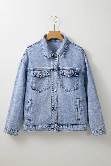 Beau Blue Vintage Washed Flap Pockets Denim Jacket - Outerwear/Denim jackets