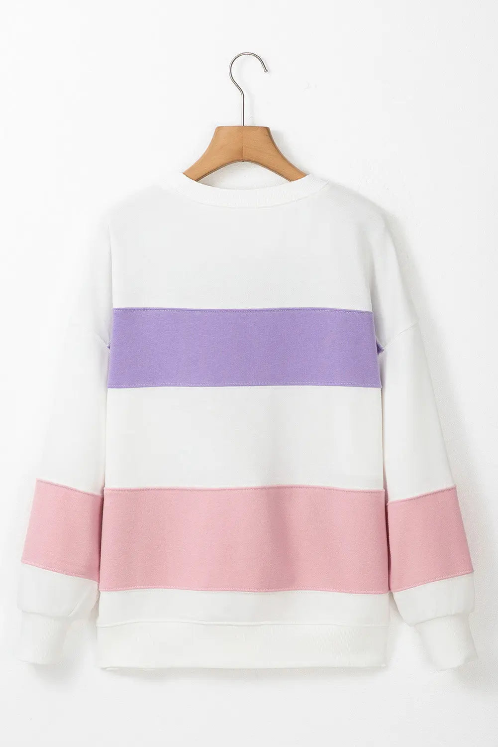 Beige Colourblock Patchwork Drop Shoulder Crewneck Sweatshirt - eAura