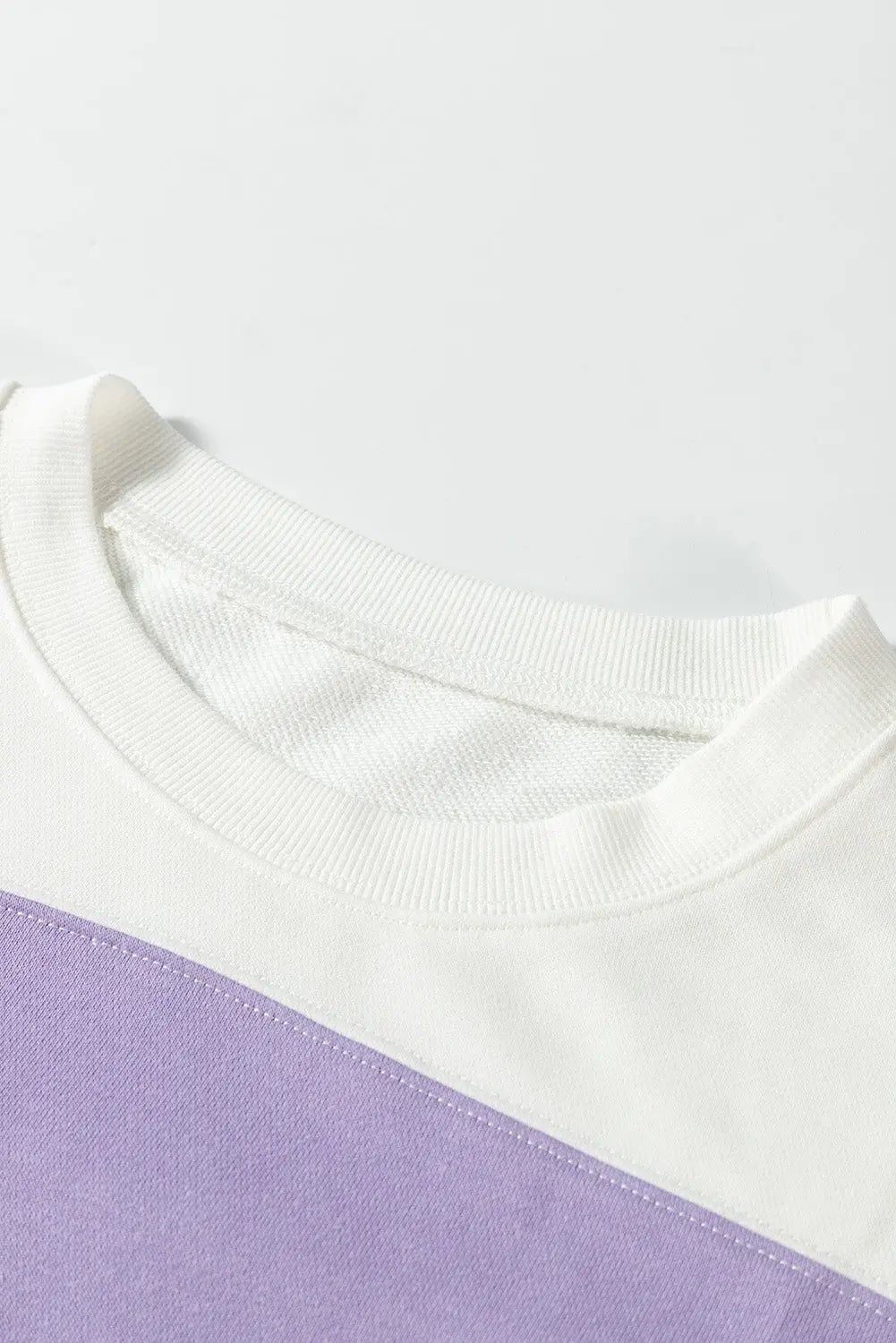 Beige Colourblock Patchwork Drop Shoulder Crewneck Sweatshirt - eAura