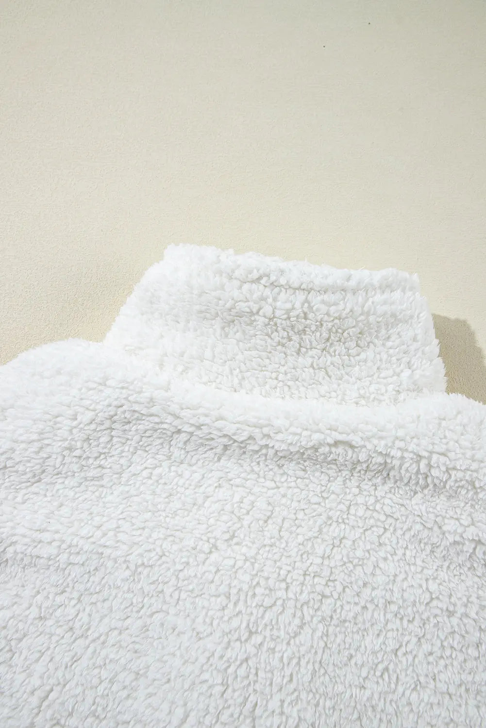 Beige Faux Fur Button Pocketed Lapel Collar Jacket - eAura