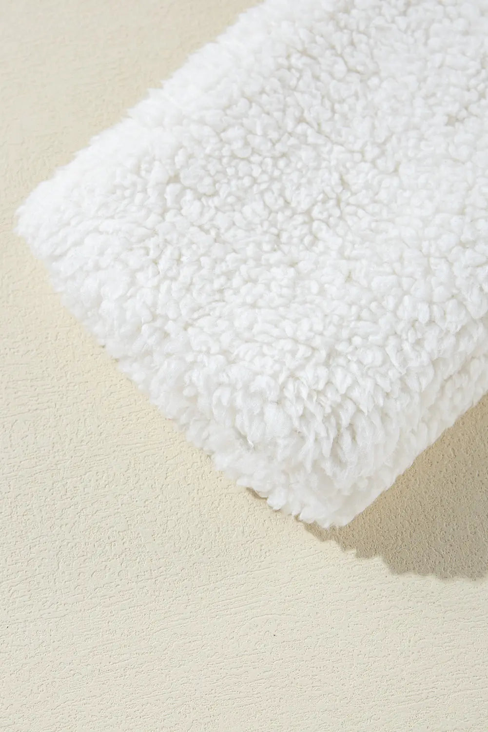 Beige Faux Fur Button Pocketed Lapel Collar Jacket - eAura