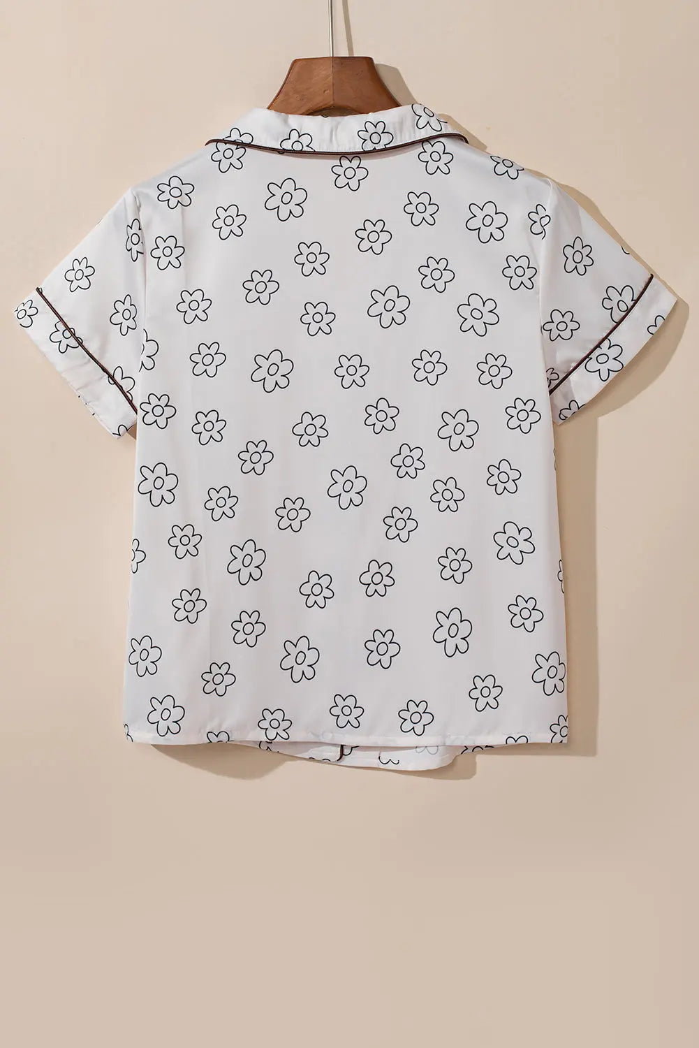 Beige Floret Printed Pyjama Shorts Set eAura
