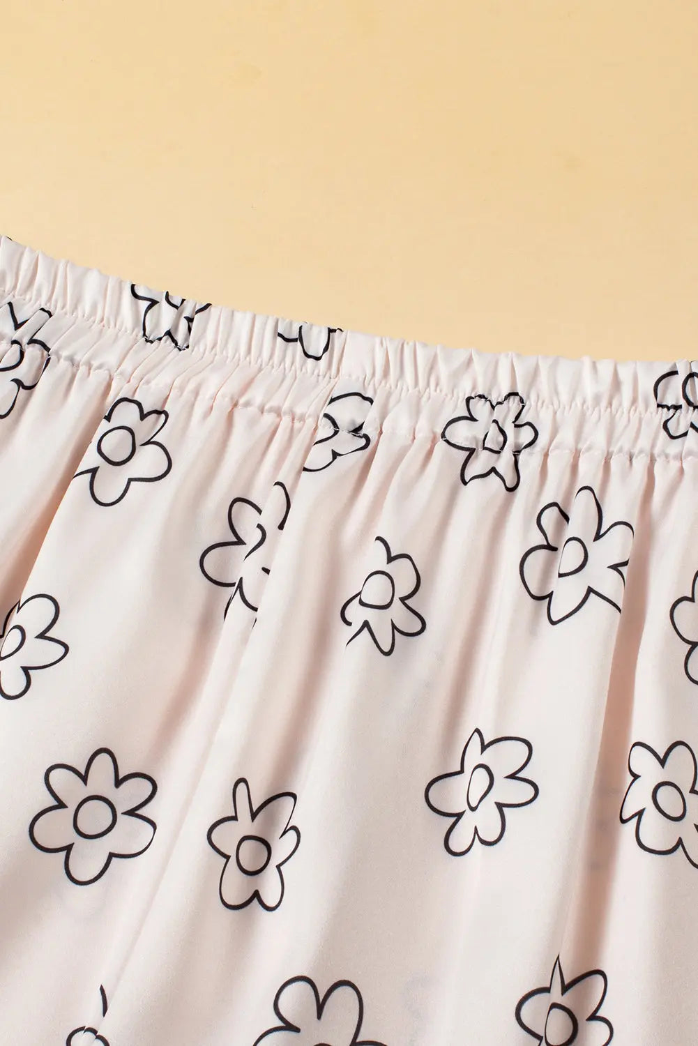 Beige Floret Printed Pyjama Shorts Set eAura