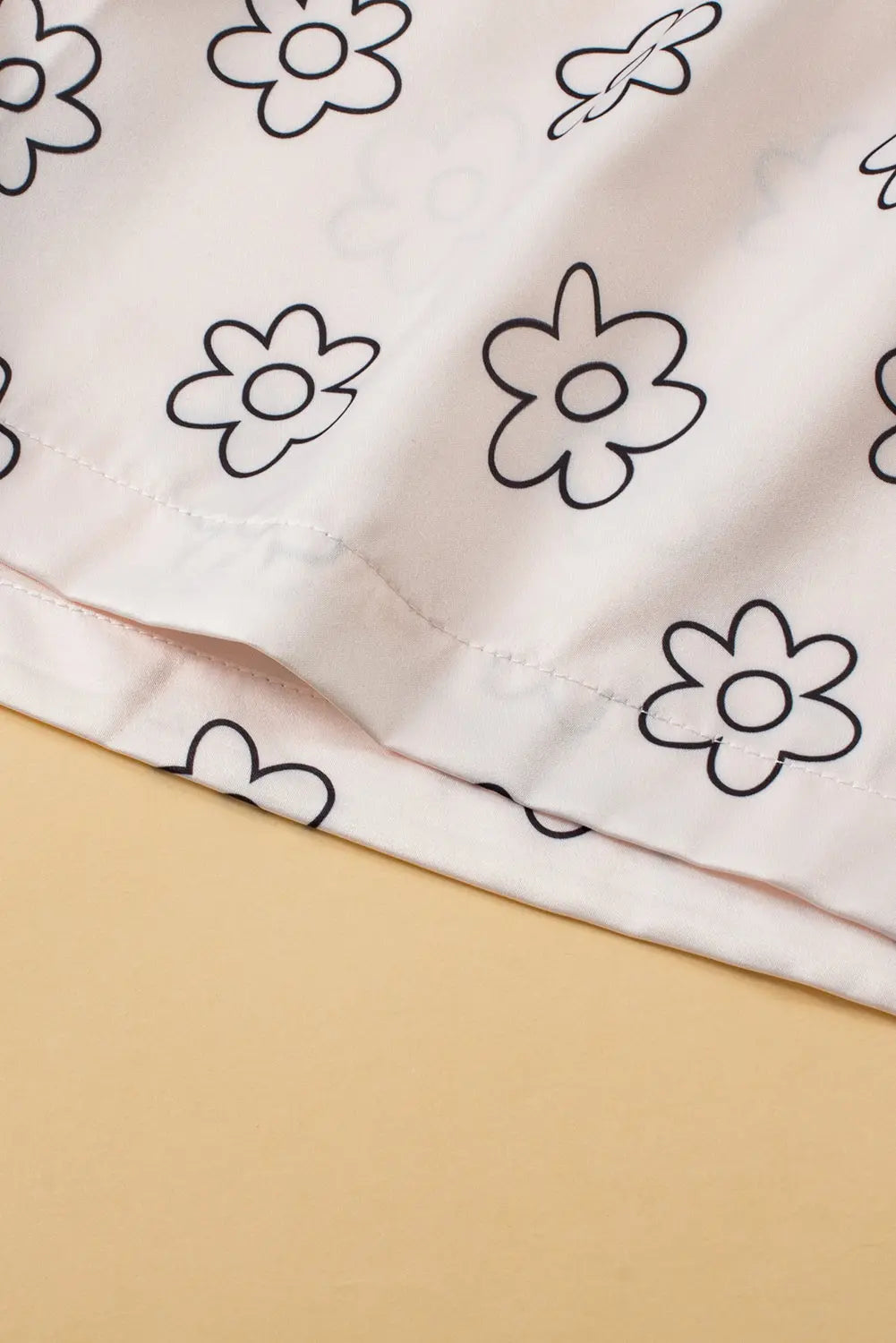 Beige Floret Printed Pyjama Shorts Set eAura