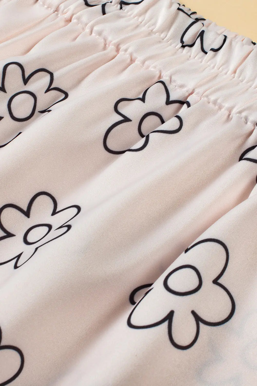 Beige Floret Printed Pyjama Shorts Set eAura