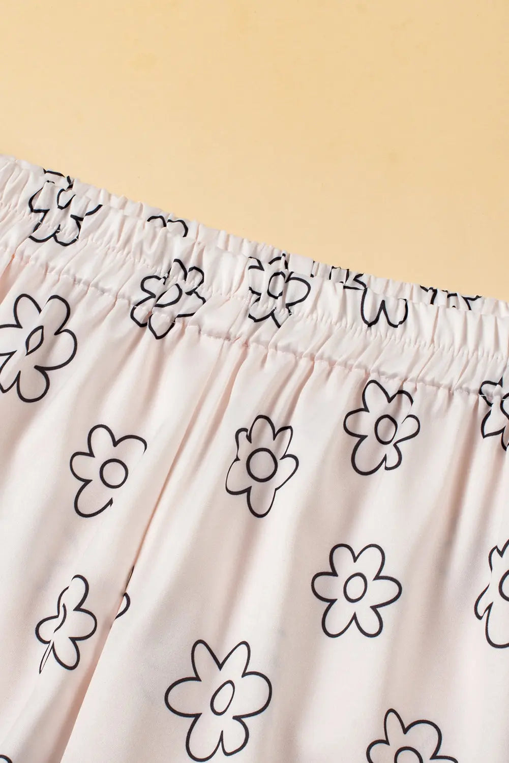 Beige Floret Printed Pyjama Shorts Set eAura