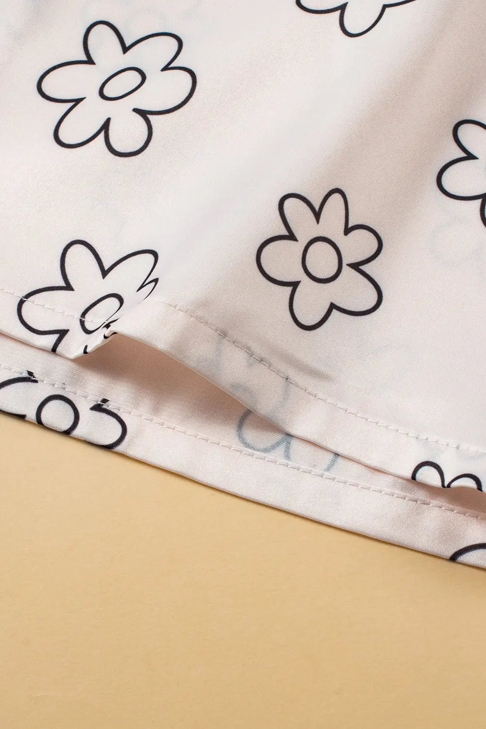 Beige Floret Printed Pyjama Shorts Set eAura