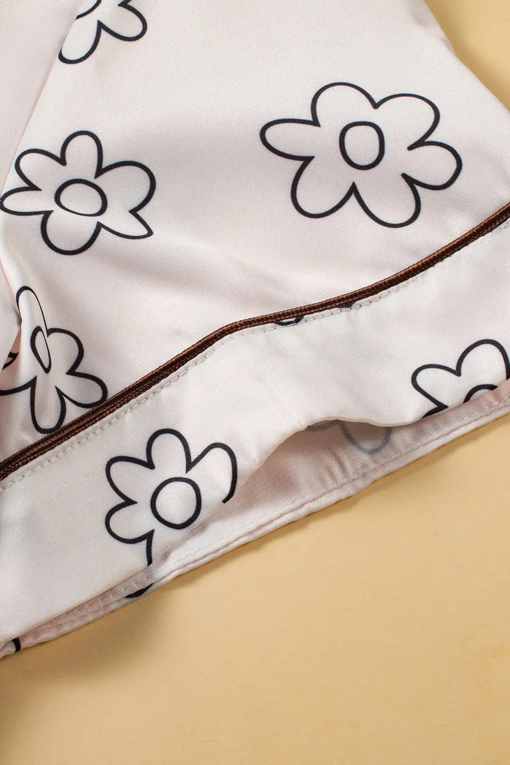 Beige Floret Printed Pyjama Shorts Set eAura