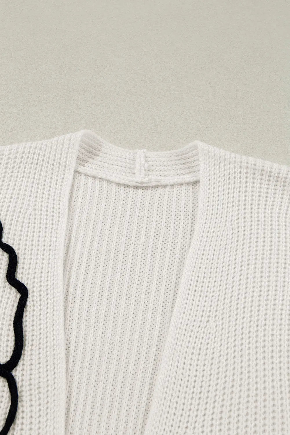 Beige Flower Embroidered Drop Shoulder Open Front Duster Cardigan - eAura