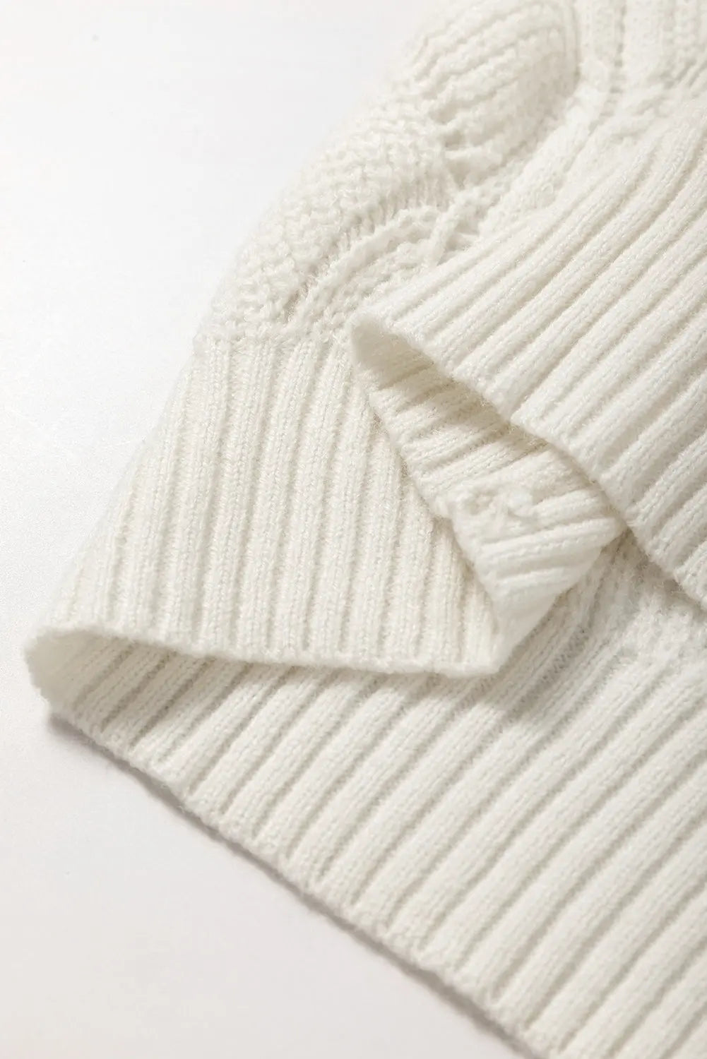 Beige Hollow Out Knit V Neck Drop Shoulder Sweater Beagle Boutique Fashion Outlet