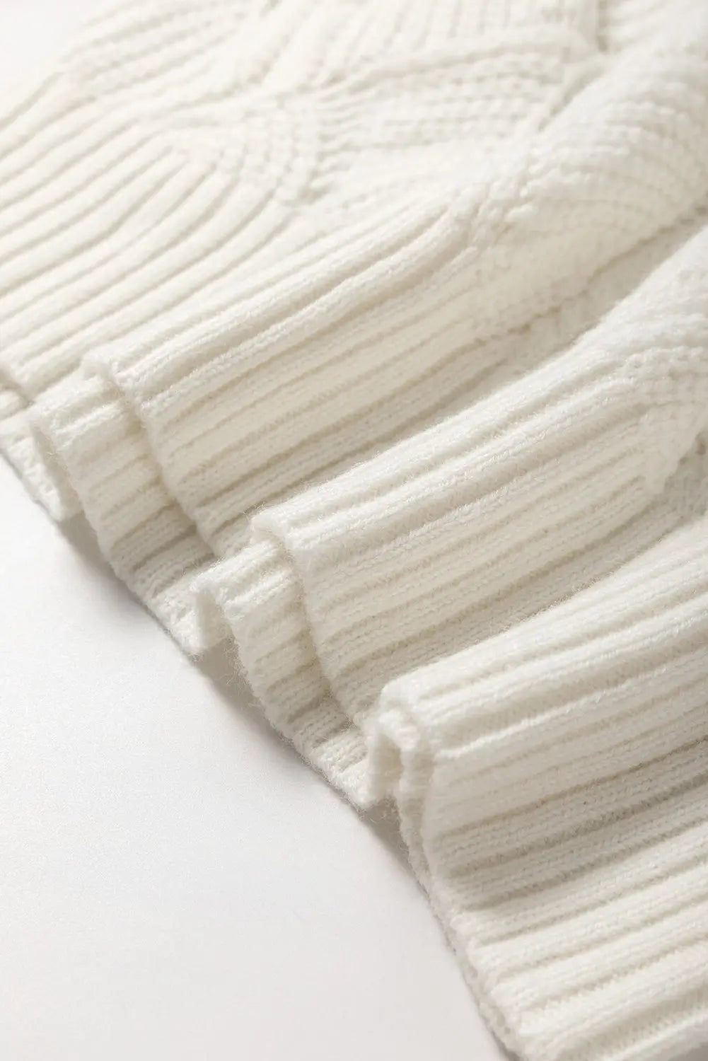Beige Hollow Out Knit V Neck Drop Shoulder Sweater Beagle Boutique Fashion Outlet