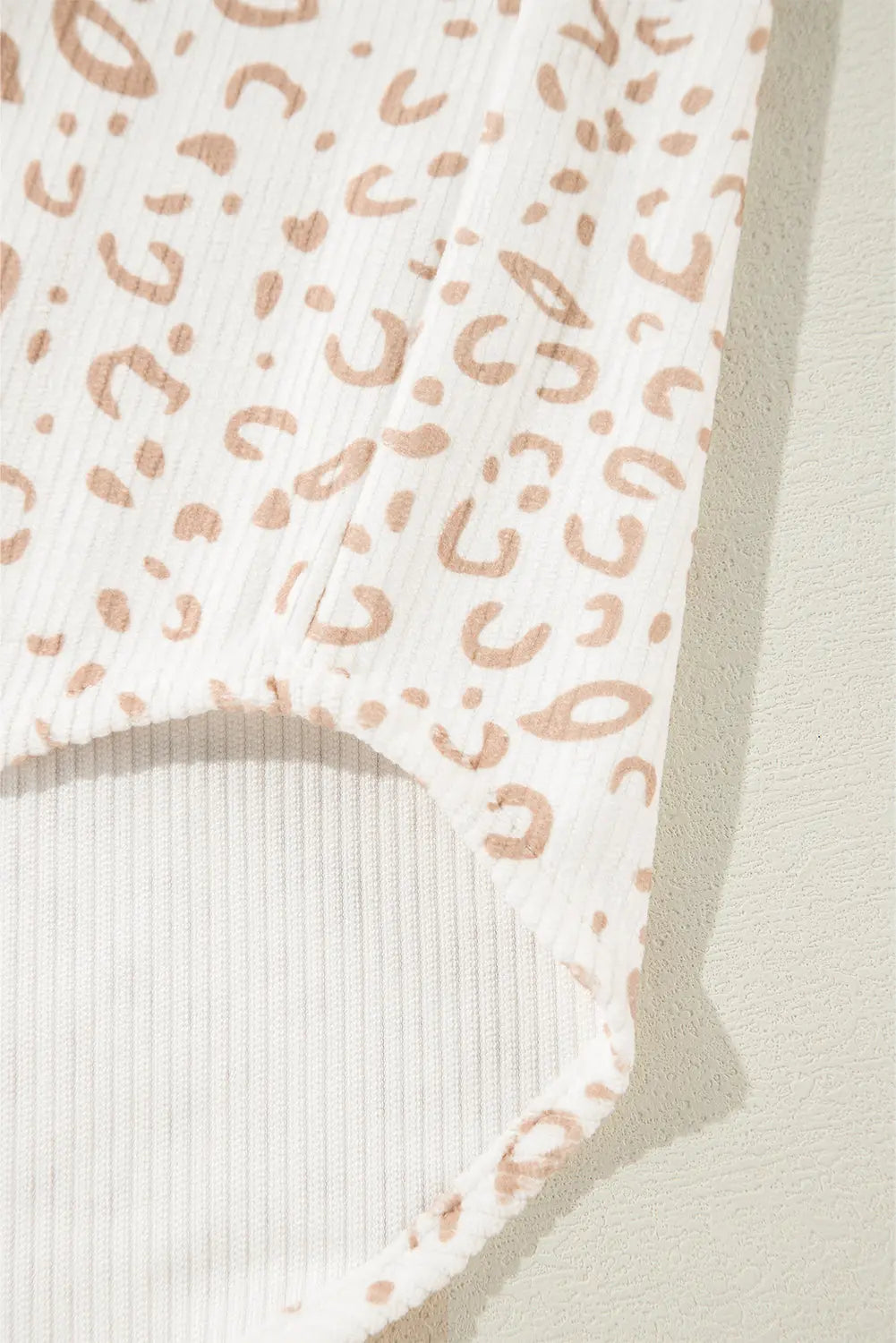 Beige Leopard Print Flap Pockets Buttoned Corduroy Shacket - eAura