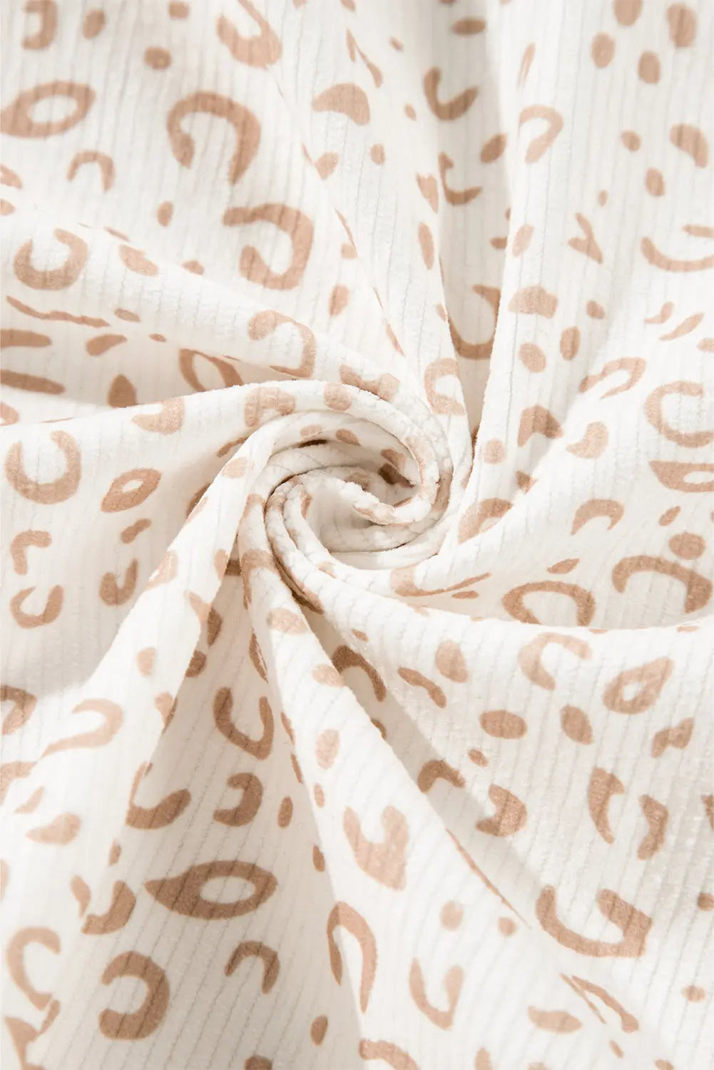 Beige Leopard Print Flap Pockets Buttoned Corduroy Shacket - eAura