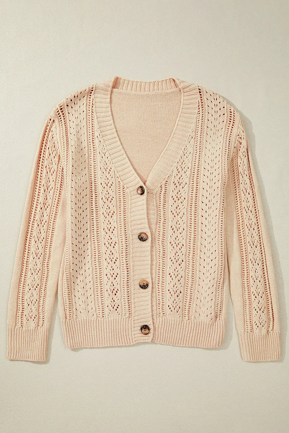 Beige Open Knit Drop Shoulder Sweater Cardigan Beagle Boutique Fashion Outlet