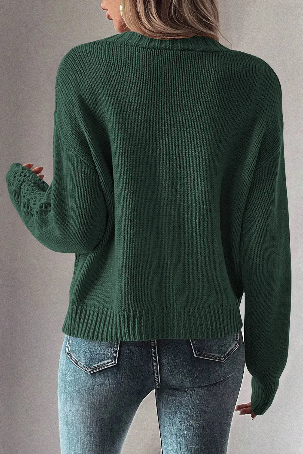 Beige Open Knit Drop Shoulder Sweater Cardigan Beagle Boutique Fashion Outlet