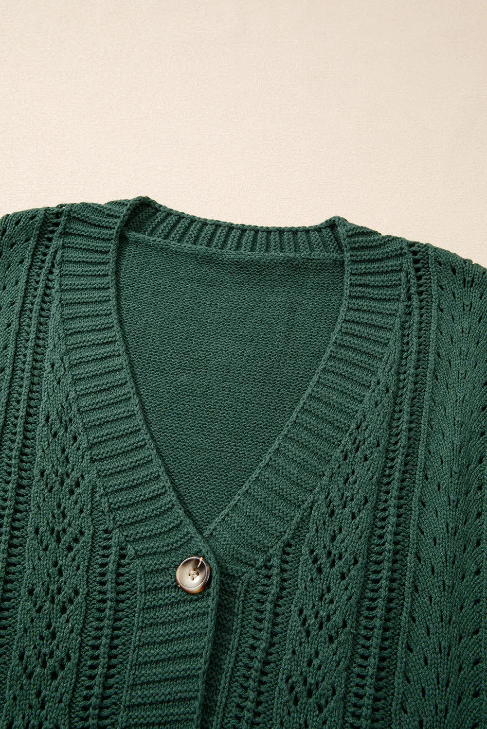 Beige Open Knit Drop Shoulder Sweater Cardigan Beagle Boutique Fashion Outlet